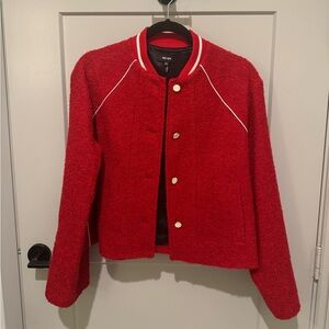 ME+EM Red Tweed Varsity Jacket